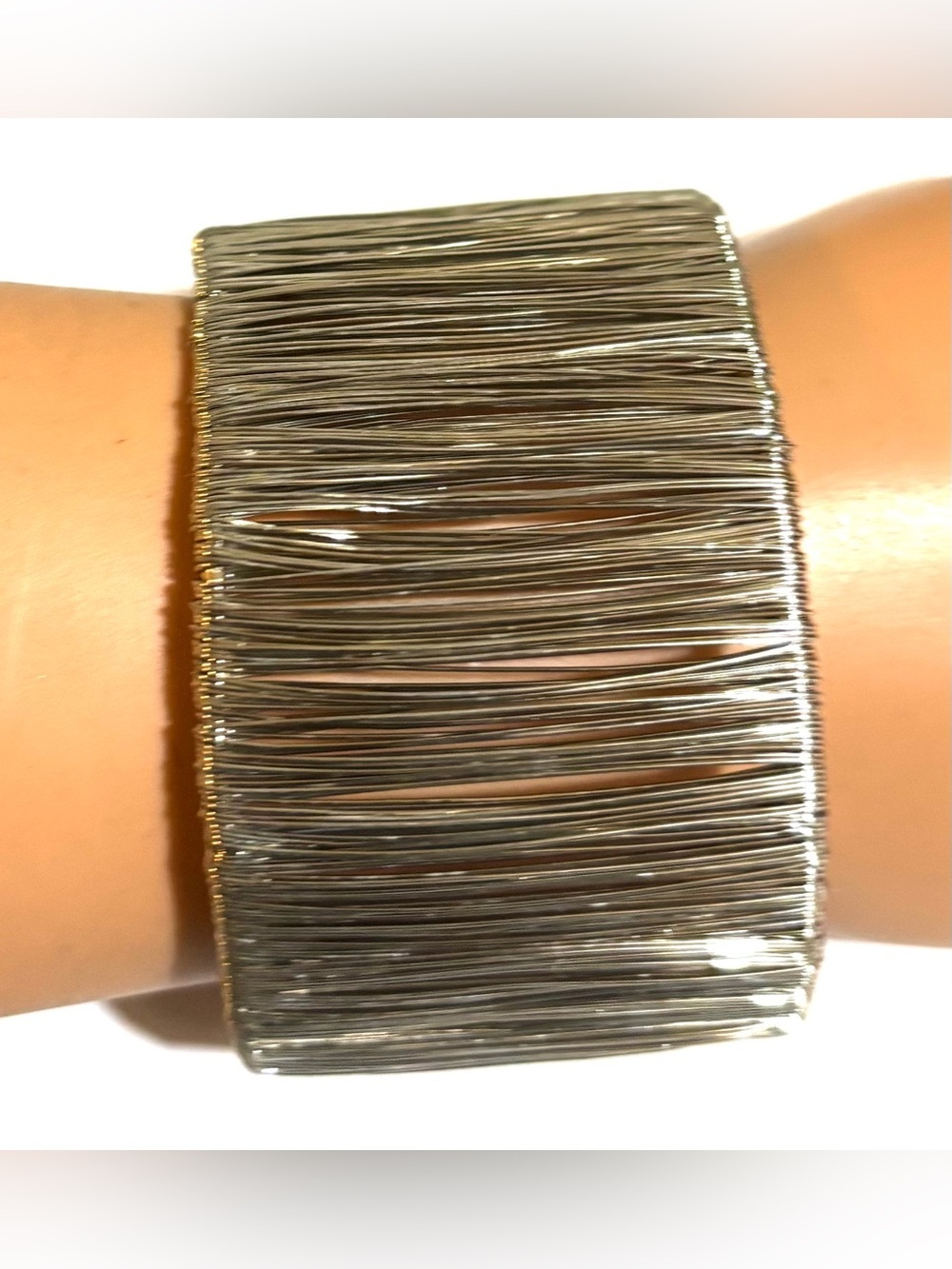 Silver Metallic Wire Cuff Bracelet